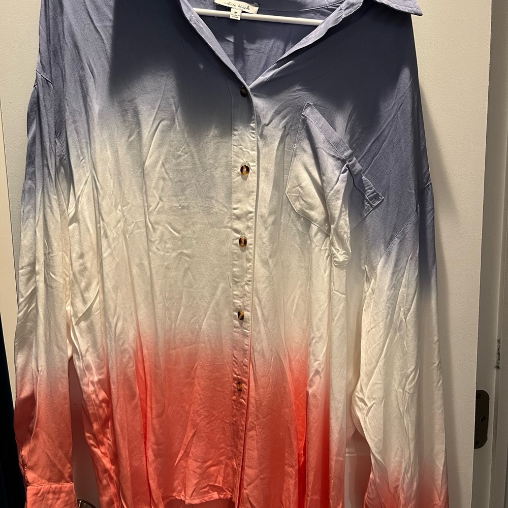 White Birch Ombre Blue and Red Button Down Shirt